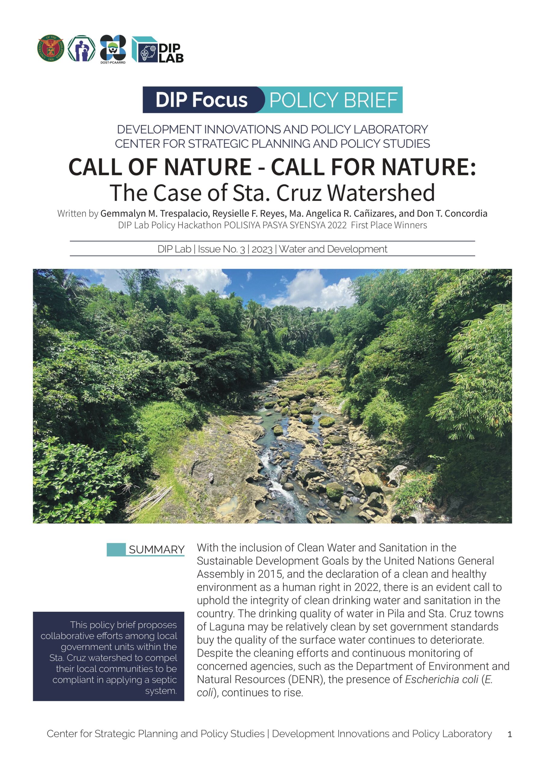 DIP Focus_Call of nature call to nature- Policy Brief